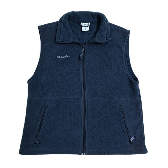 Columbia Men's Large Fleece Vest Zip Jacket Blue Green Turquoise - Picture 1 of 8